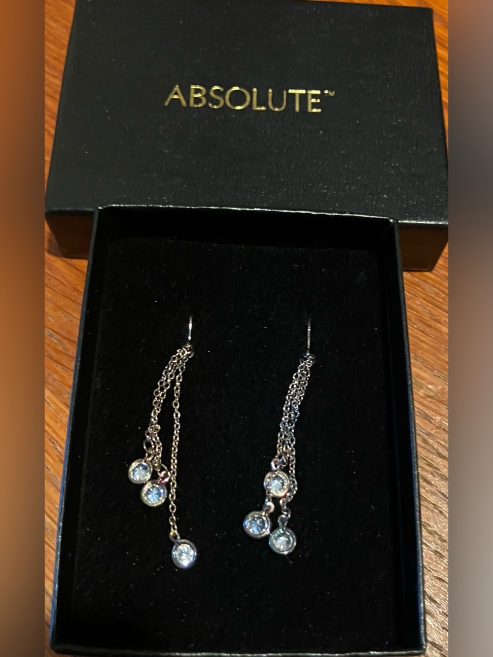 NEW Absolute Dark Rose Gold-Tone Dangle Earrings with Clear Crystals Teardrop